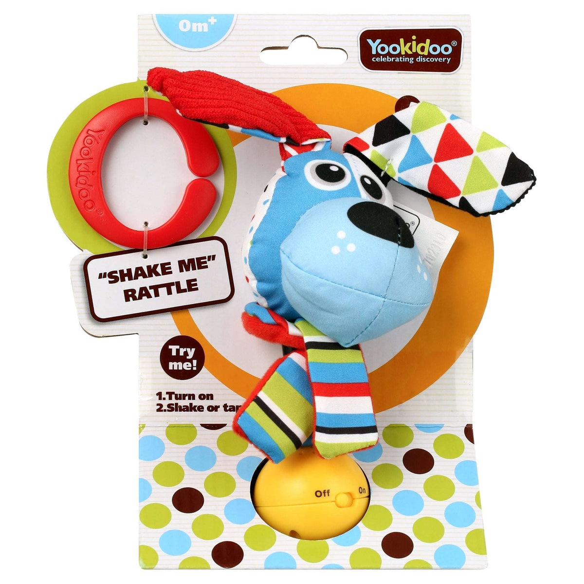 Yookidoo 'Shake me' Rattle - Multi-Textured and Attach Toys to Baby Gyms, Carriers, Strollers (Dog)
