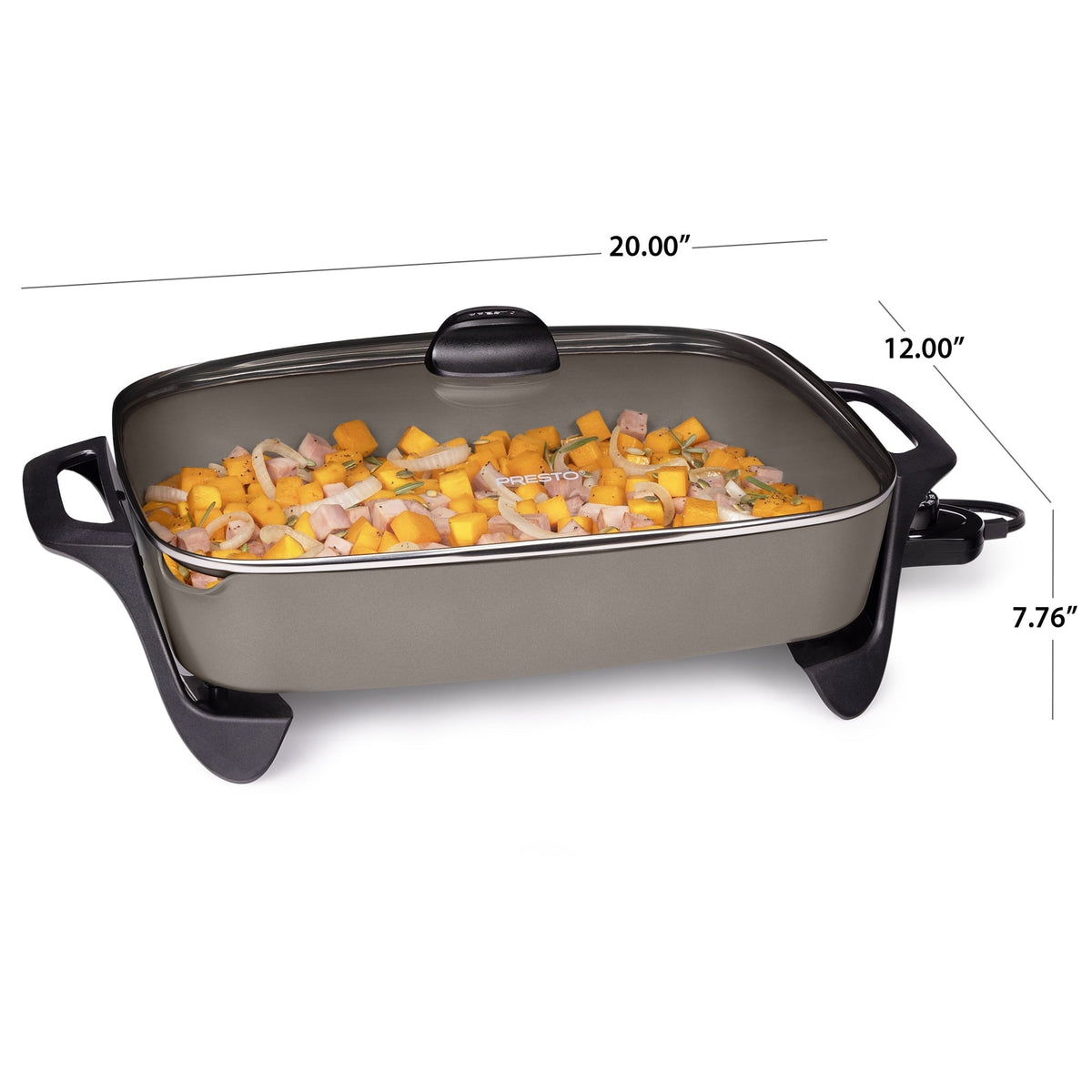 Presto 16" Ceramic Electric Skillet with Glass Cover, Silver 06860
