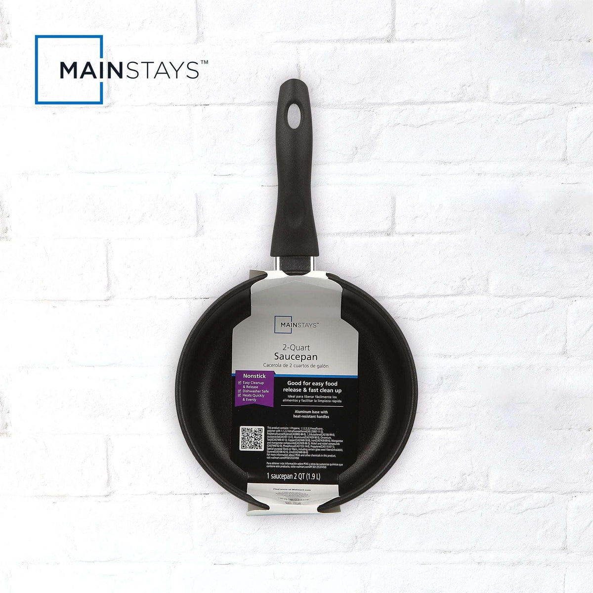 Mainstays 2 qt Non-Stick Aluminum Saucepan, Black