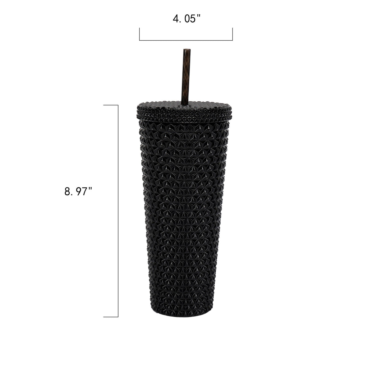 Mainstays 26-Ounce Capacity Plastic Double Wall Insulated Iridescent Textured Tumbler with Straw, Black