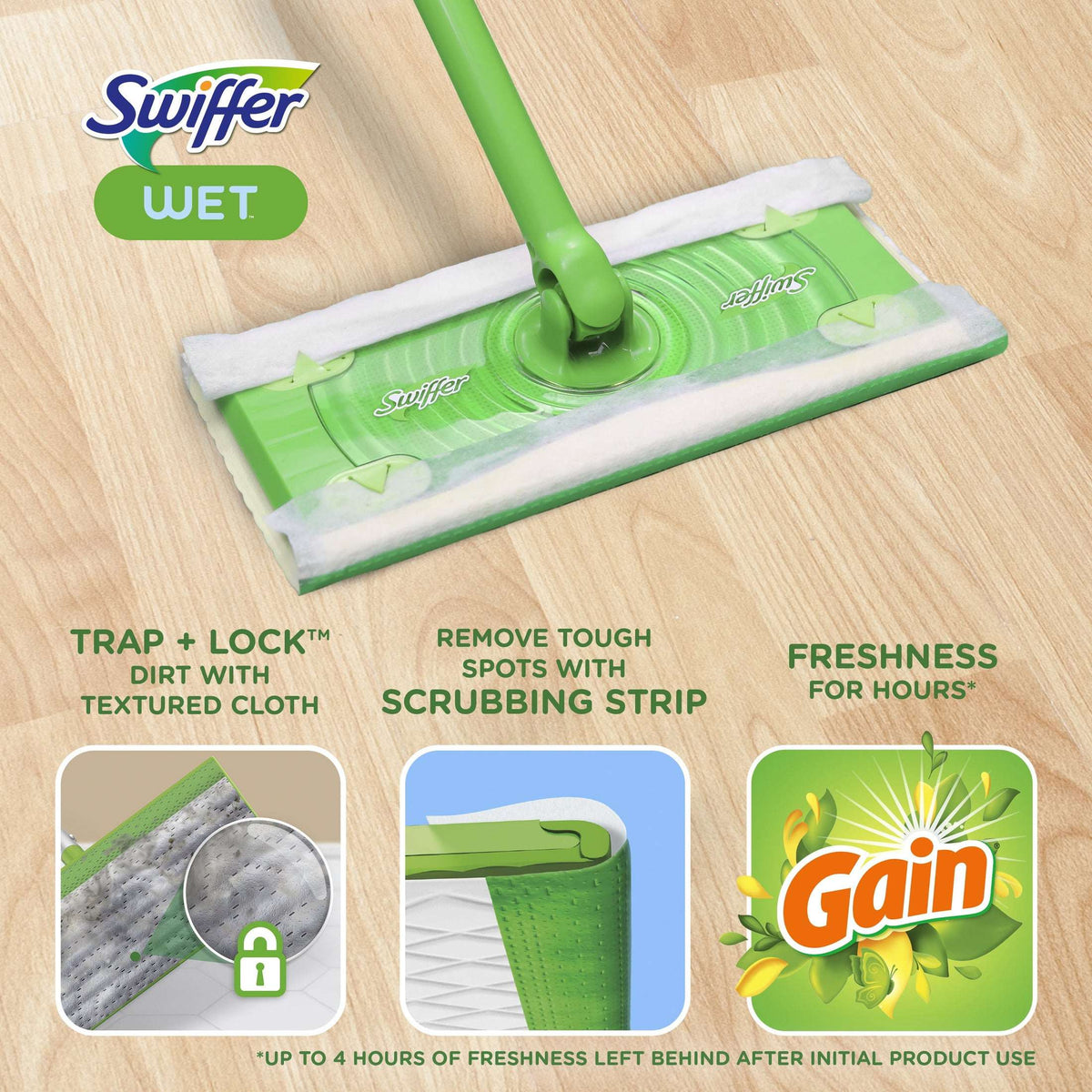 Swiffer Mop & Go Wet Refills, Gain, 24 Count