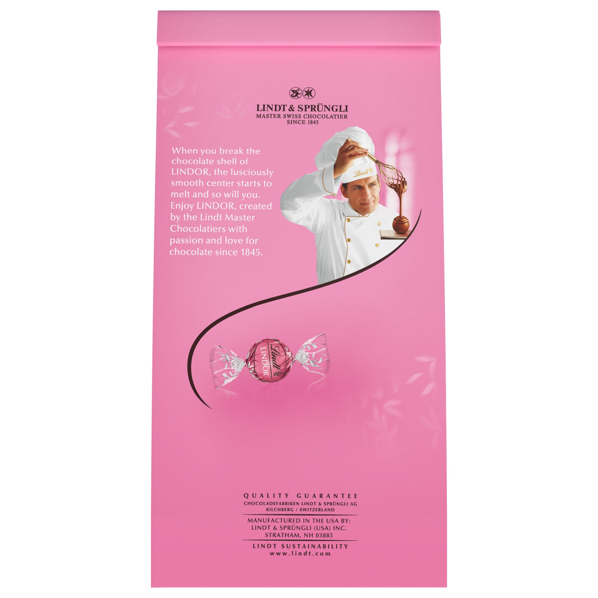 Lindt LINDOR Strawberries and Cream White Chocolate Candy Truffles, White Chocolate with Strawberries and Cream White Truffle Filling, 5.1 oz. Bag