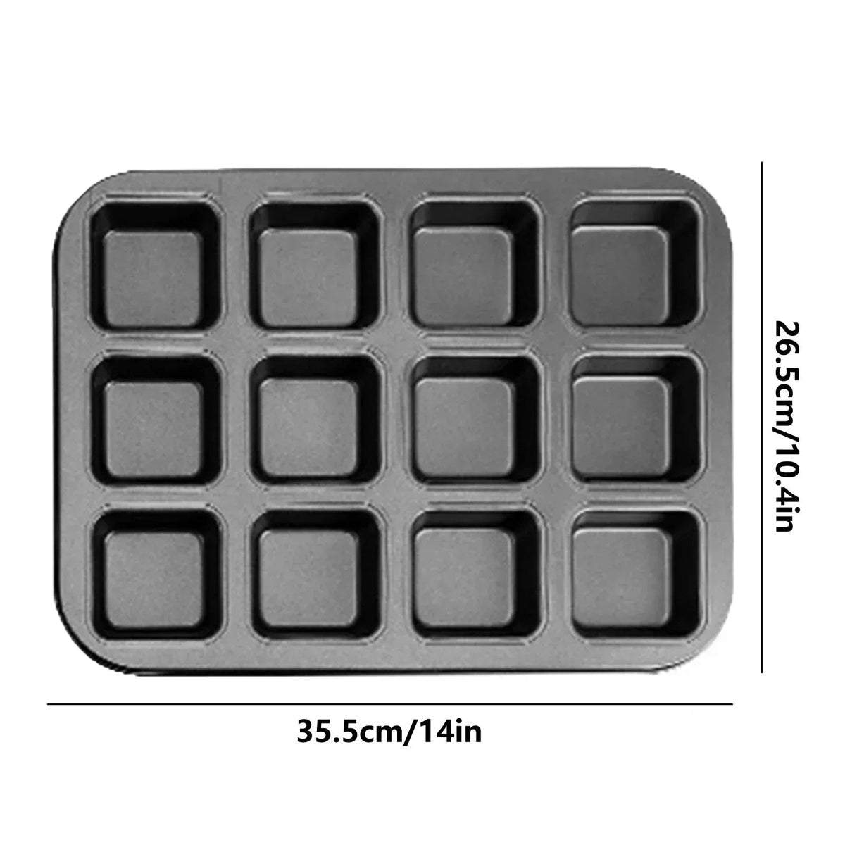 Brownie Pan with Dividers, 1 Set 12 Cavity All Edges Square Cupcake Brownie Pans Mini Cake Non Stick Baking Carbon Steel Bread Mold Small Edge 3x4 Individual Cutter Sheet Tray for Cookie Oven