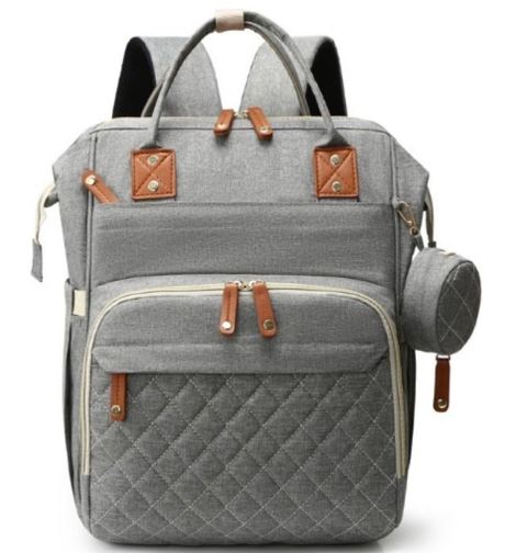 Multi-Function Waterproof Diaper Bag Backpack, 16 Pockets, Changing Pad, Anti-Theft Design, Unisex, Large (Light Gray)