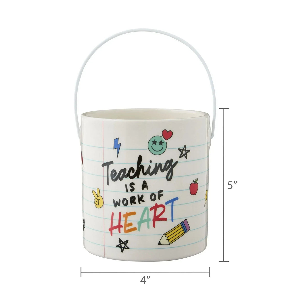 Work of Heart Ceramic Pail, Multicolor, 5", Valentine's Day by Way To Celebrate