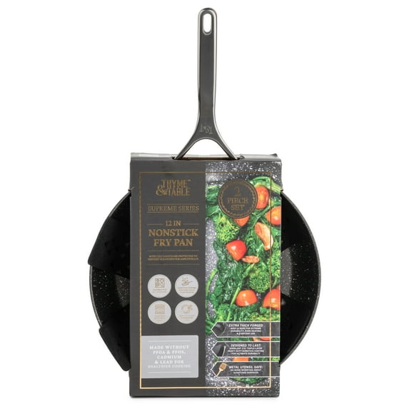 Thyme & Table 12" Fry Pan Non-Stick - Black, Supreme