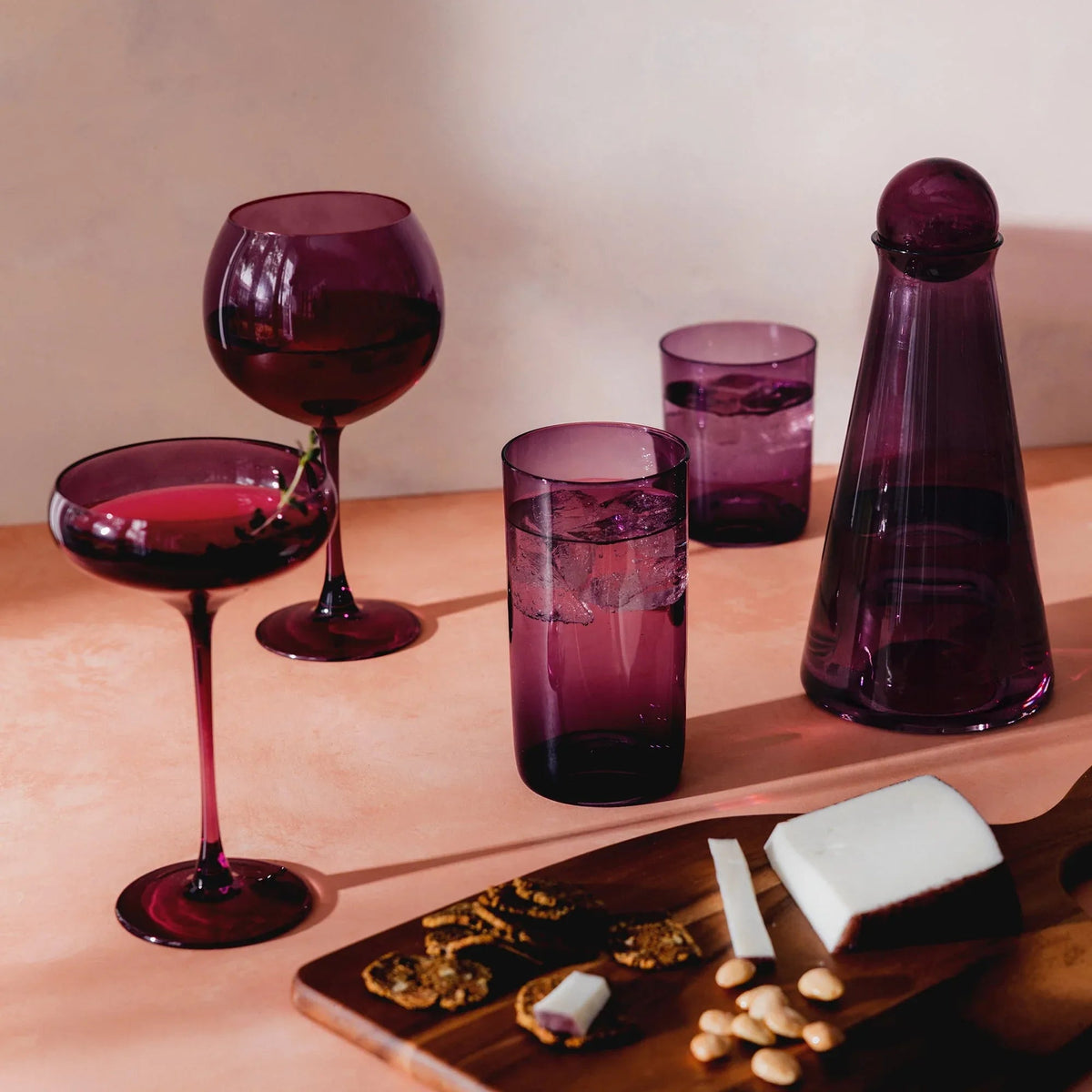 Thyme & Table 20 fl oz Magenta Sphere Drinking Glasses, Set of 4