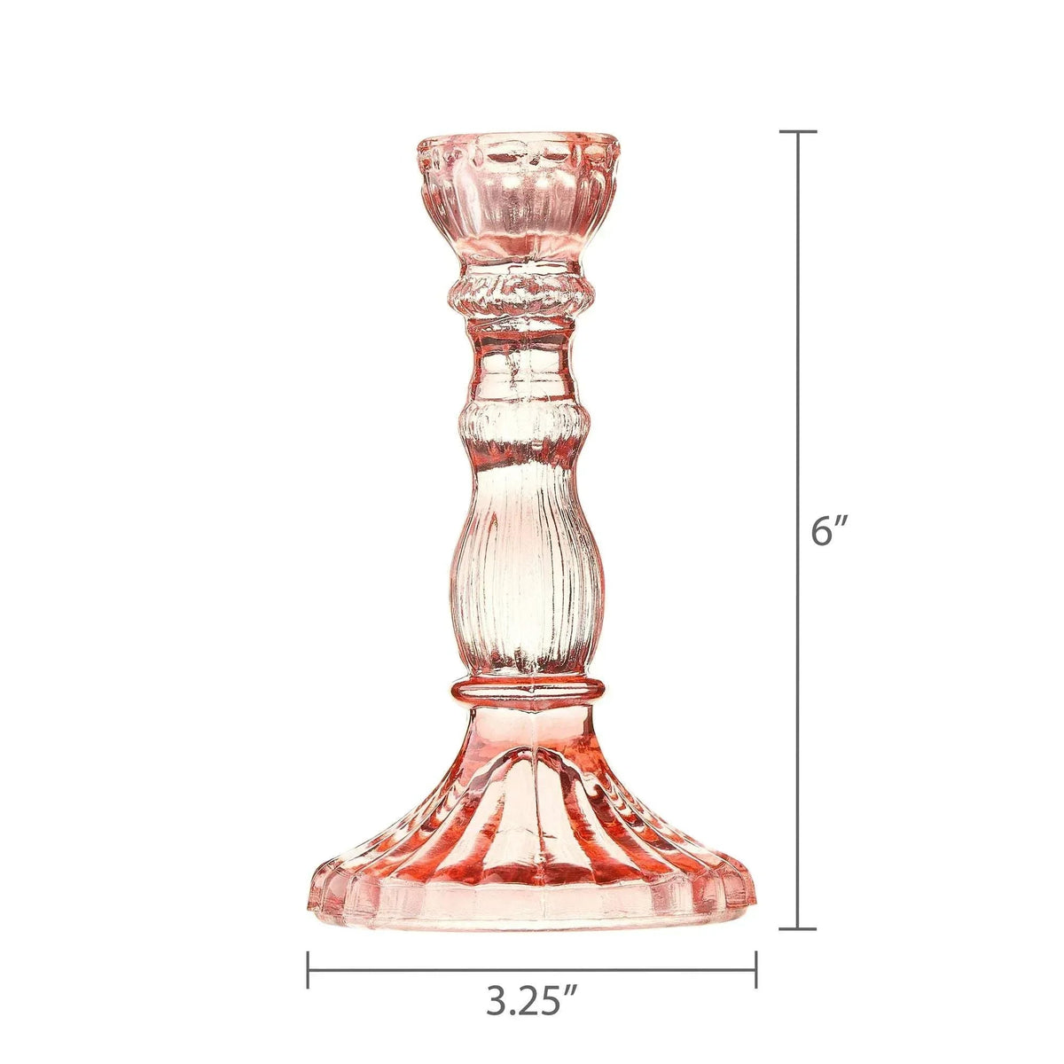 Glass Taper Candle Holder, Pink, 6", Valentine's Day by Way To Celebrate