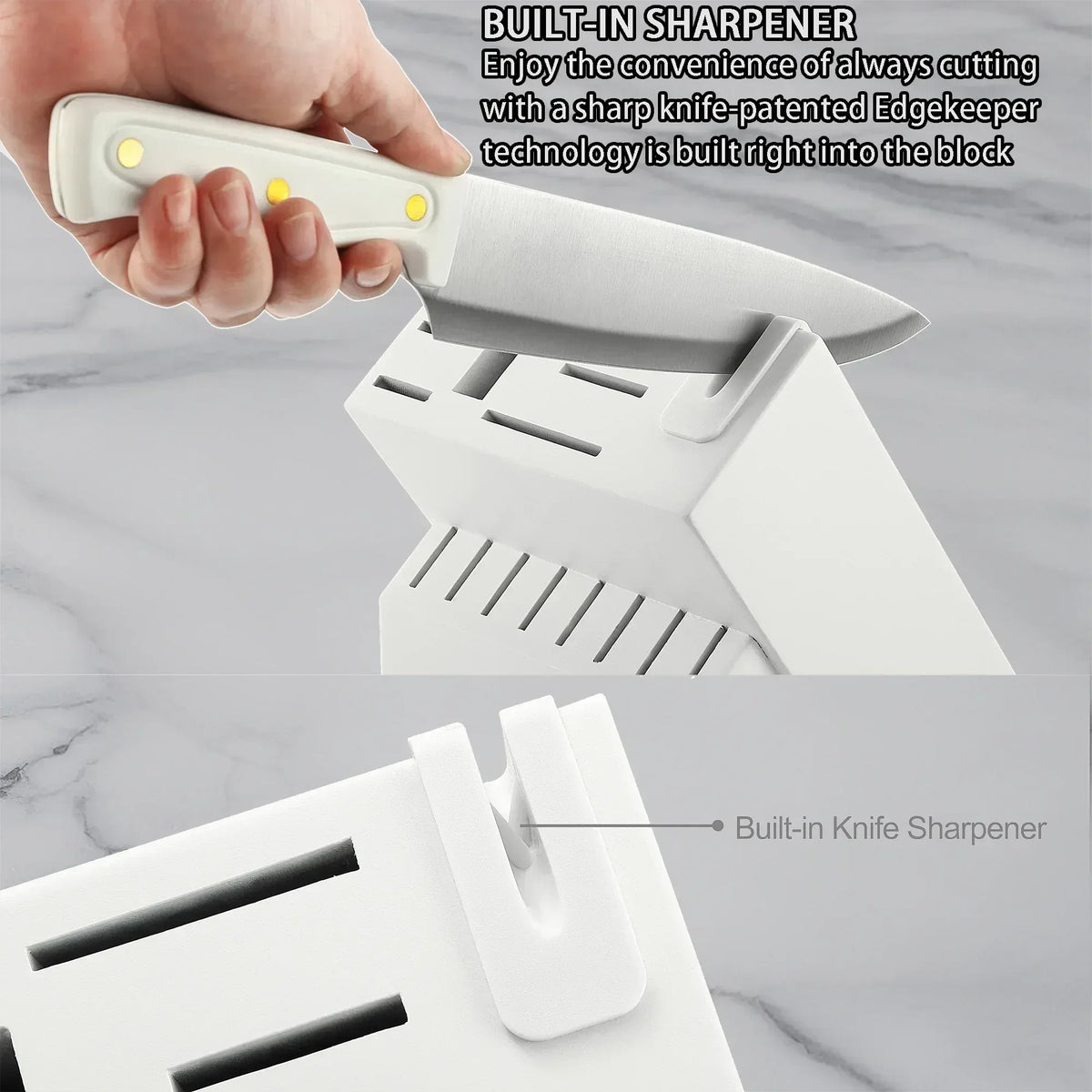 McCook DISHWASHER SAFE MC701 Knife Sets of 26, Stainless Steel Kitchen Knives Block Set with Built-in Knife Sharpener, Measuring Cups and Spoons