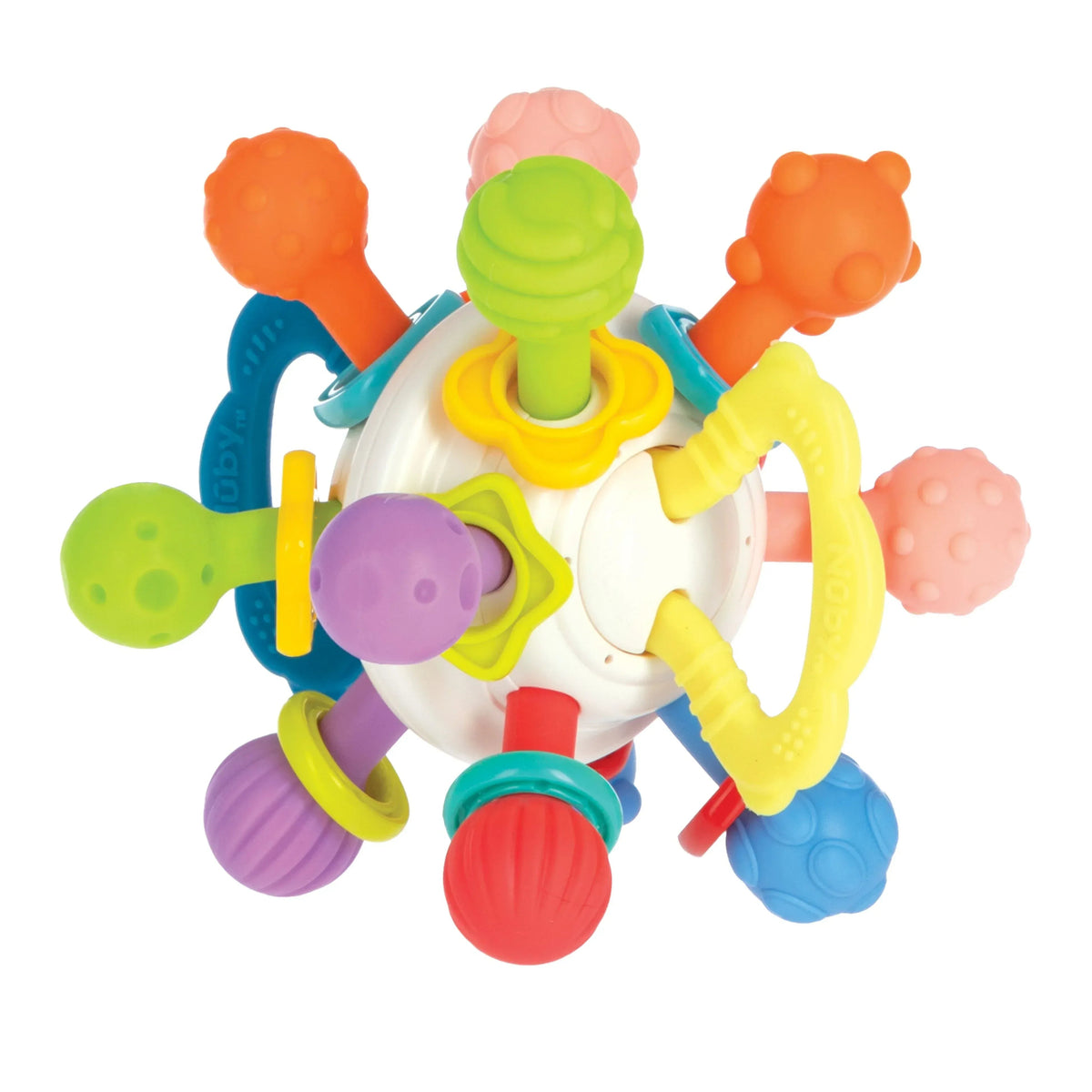 Nuby Textured Twist Ball Baby Teether Infant Toy with Colorful Rattle