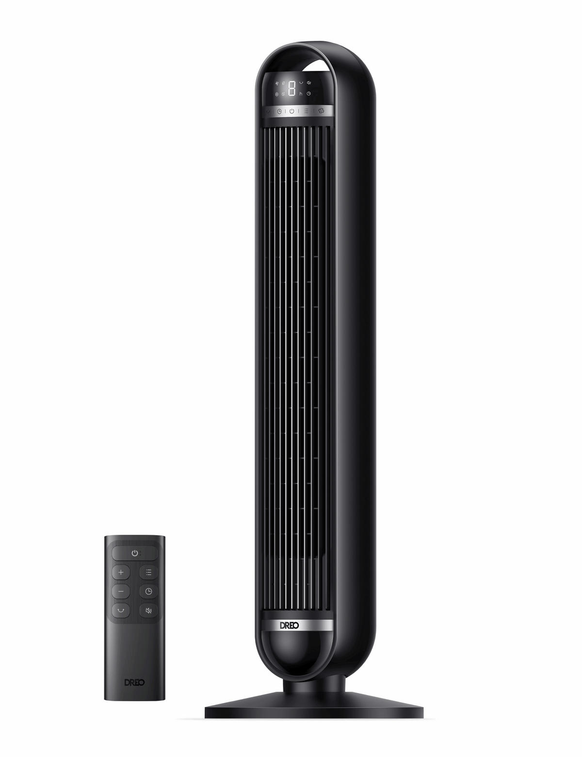 DREO Tower Fan, 27ft/s Velocity Quiet Floor Fan, 90° Oscillating Fans for Indoors with 8 Speeds, 4 Modes, Remote Control, Standing Fans, Bladeless Fan, Black, Nomad DC