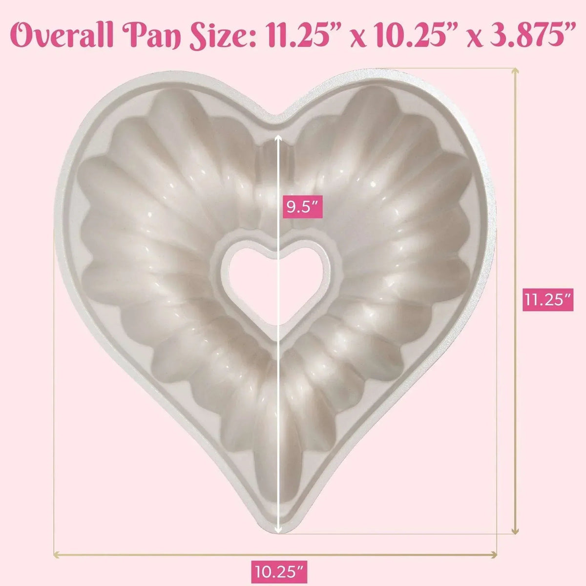 Paris Hilton Premium Nonstick Heart Shaped Fluted Pan, Dishwasher Safe, 9.5-inch, Pink