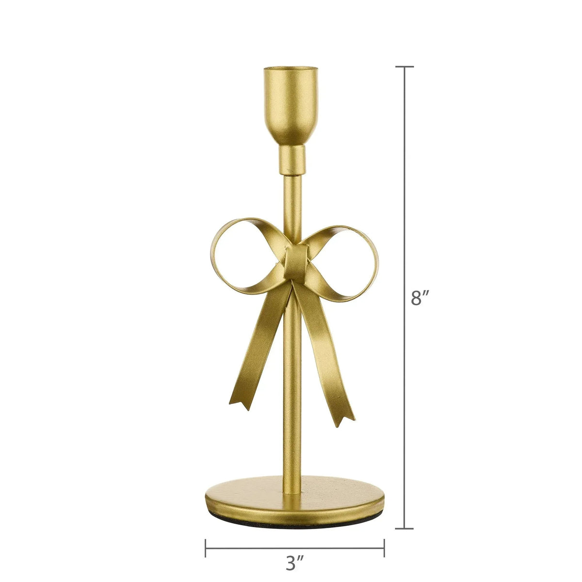 Metal Bow Taper Candle Holder, Gold, 8", Valentine's Day by Way To Celebrate