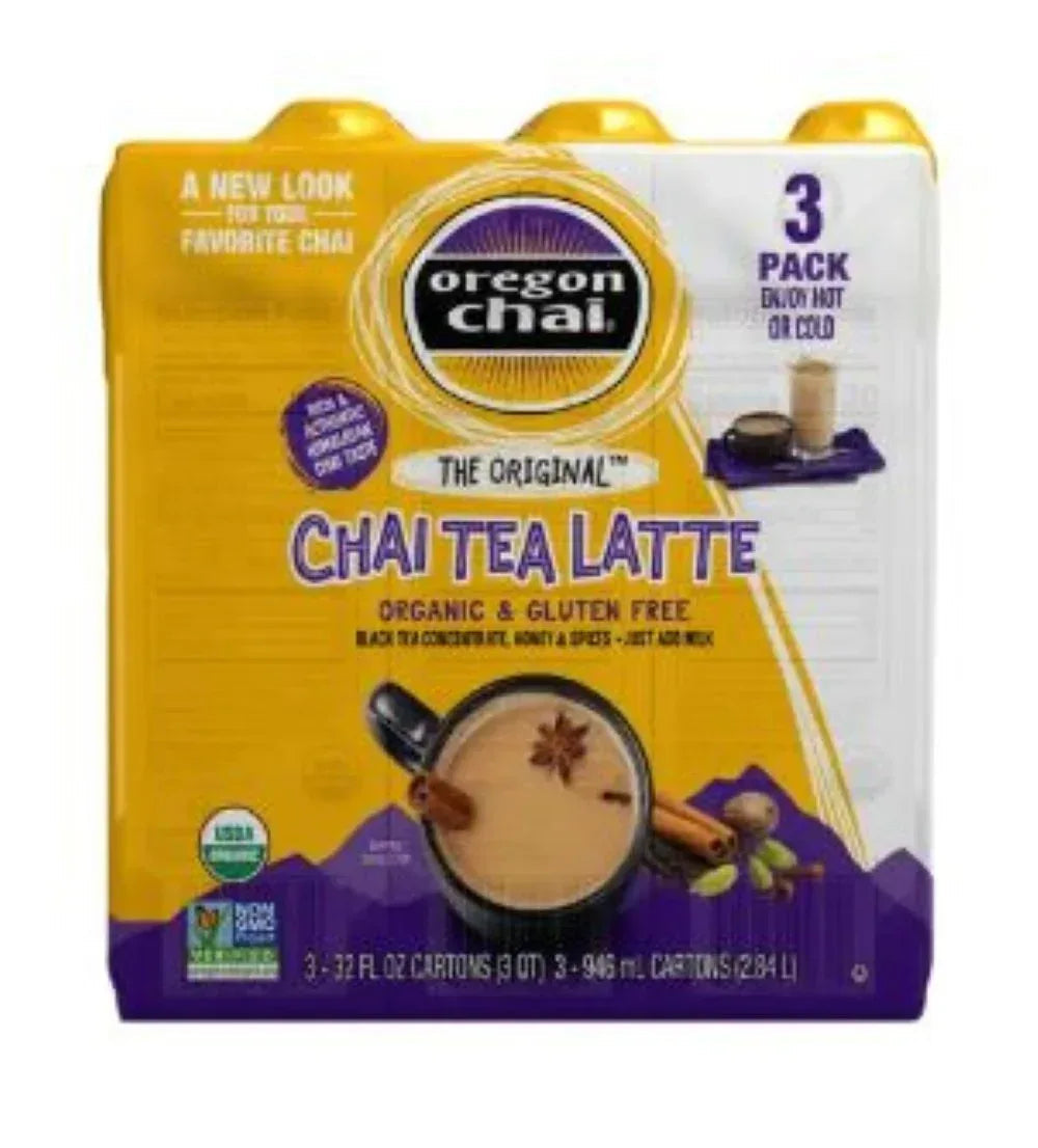 Oregon Chai, Original Organic Chai Tea Latte Concentrate, 32 fl. oz., 3-Count