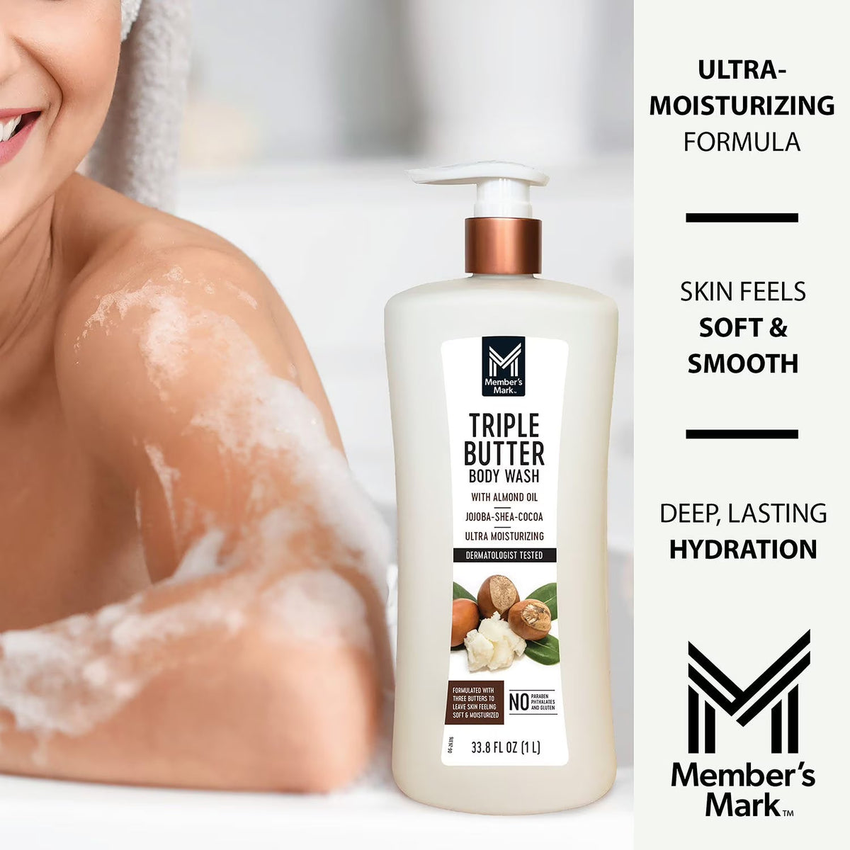 Member's Mark Triple Butter Body Wash, 67.6 fl. oz., 2 pk.