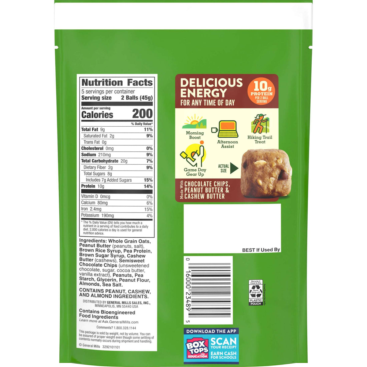 Nature Valley Oat and Nut Protein Granola Balls, Peanut Butter and Chocolate Chip, 7.94 oz