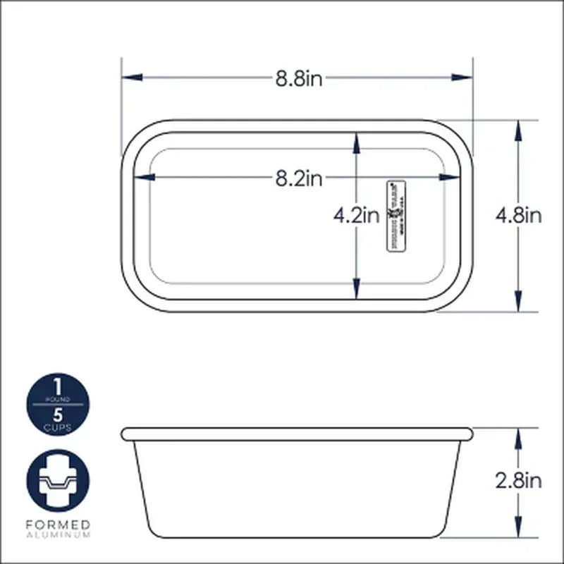Nordic Ware Natural Aluminum 1Lb Loaf Pan, 2 Pack