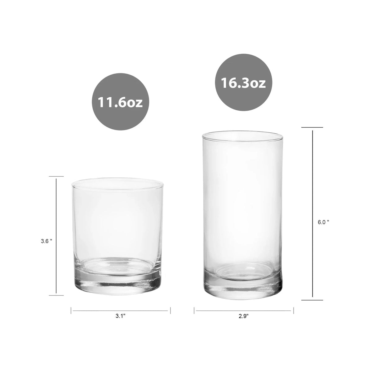 Mainstays Cooler Tennyson Glass Drinkware Set, Clear, 12 Pieces