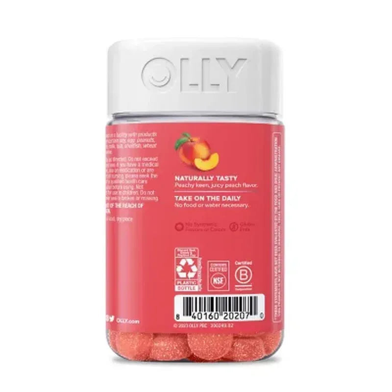 OLLY Adult Probiotic + Prebiotic Digestive Support Gummy, Peach (70 Ct.)