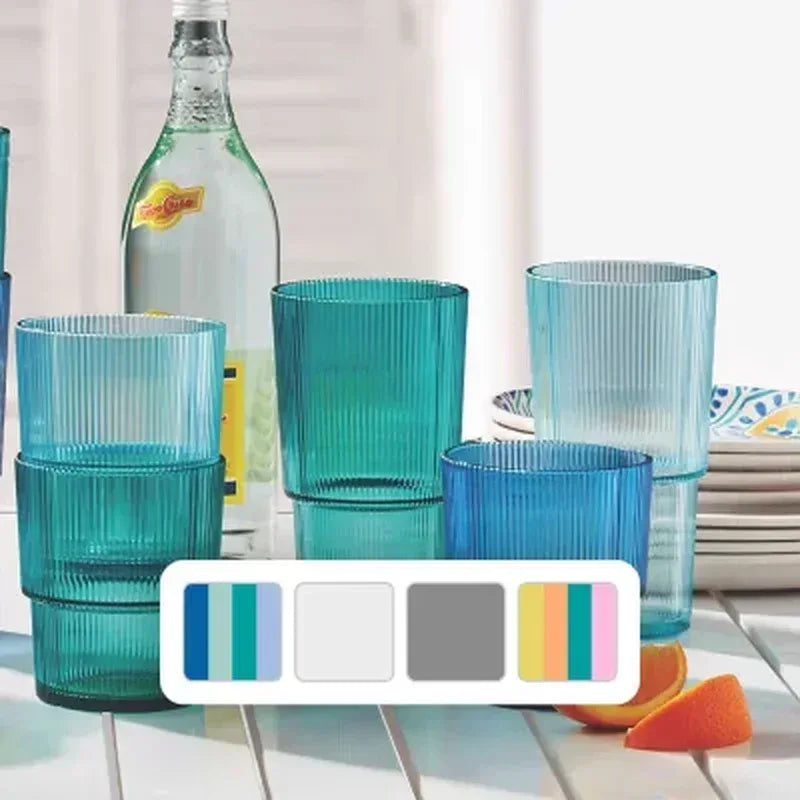 Member'S Mark Shatterproof 12-Piece Drinkware Set Ribbed (Assorted Colors)