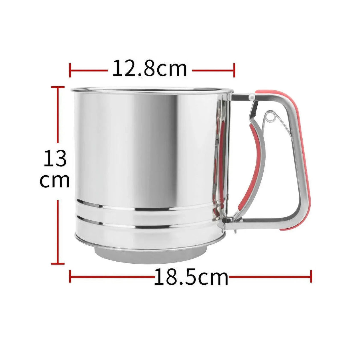 JEEXI Stainless Steel Flour Sifter with Soft Grip Handle, 3 Cup Capacity, Double Layer Fine Mesh for Sifting Flour, Sugar, and Coffee Powder, Durable Kitchen Gadget Tool for Baking and Pastry