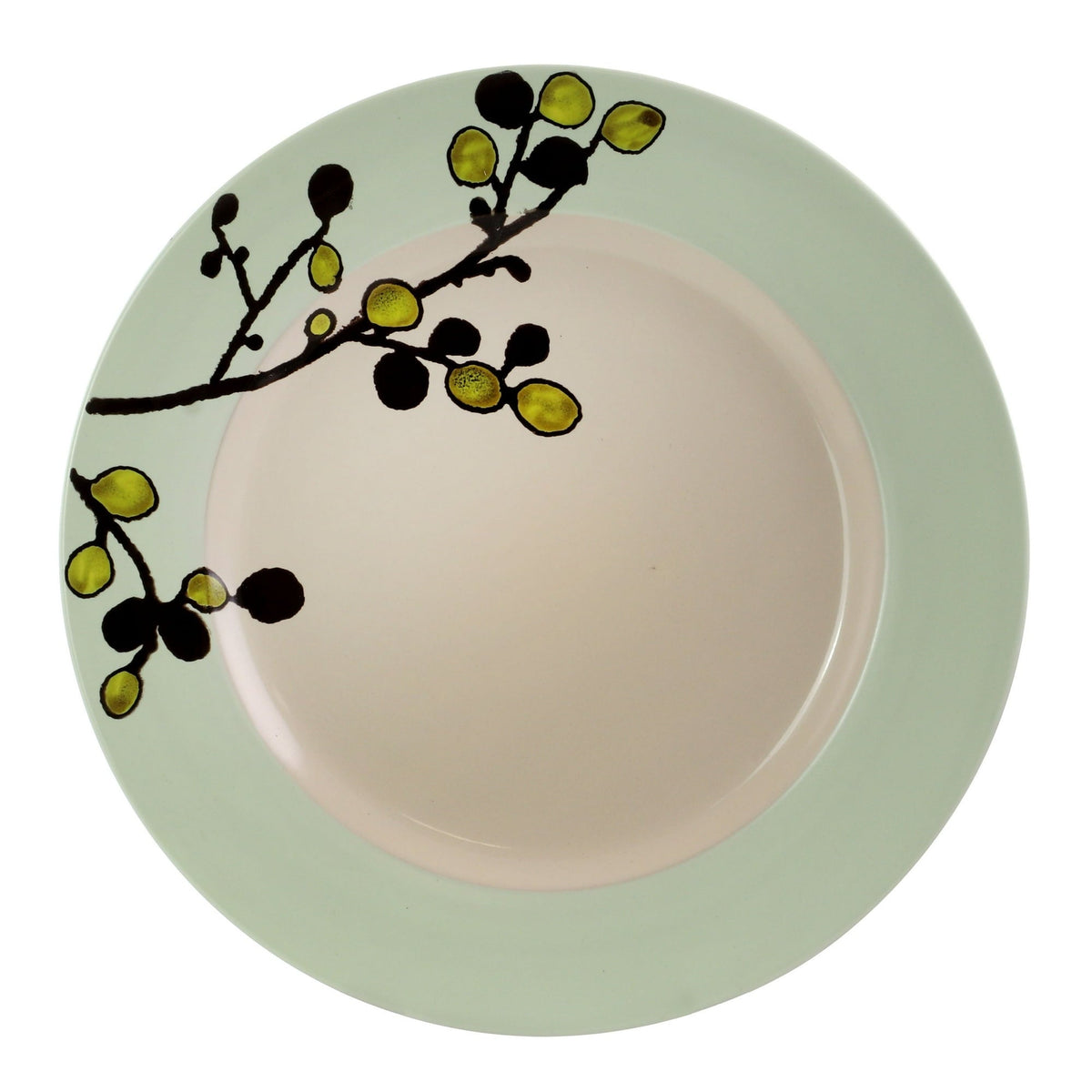 Elama Retro Bloom 16 Piece Round Stoneware Dinnerware Set in Green