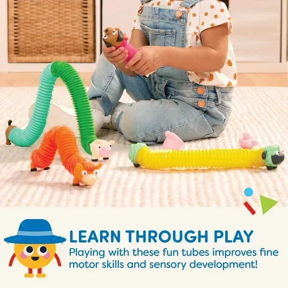 Battat Li'l Barn Buddies 5 Sensory Farm Animal Tubes, Toddler and Preschool Toys
