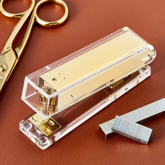 Pen+Gear Acrylic Stapler, Gold Color, 20 Sheet Capacity, Multi-Function Hand Stapler