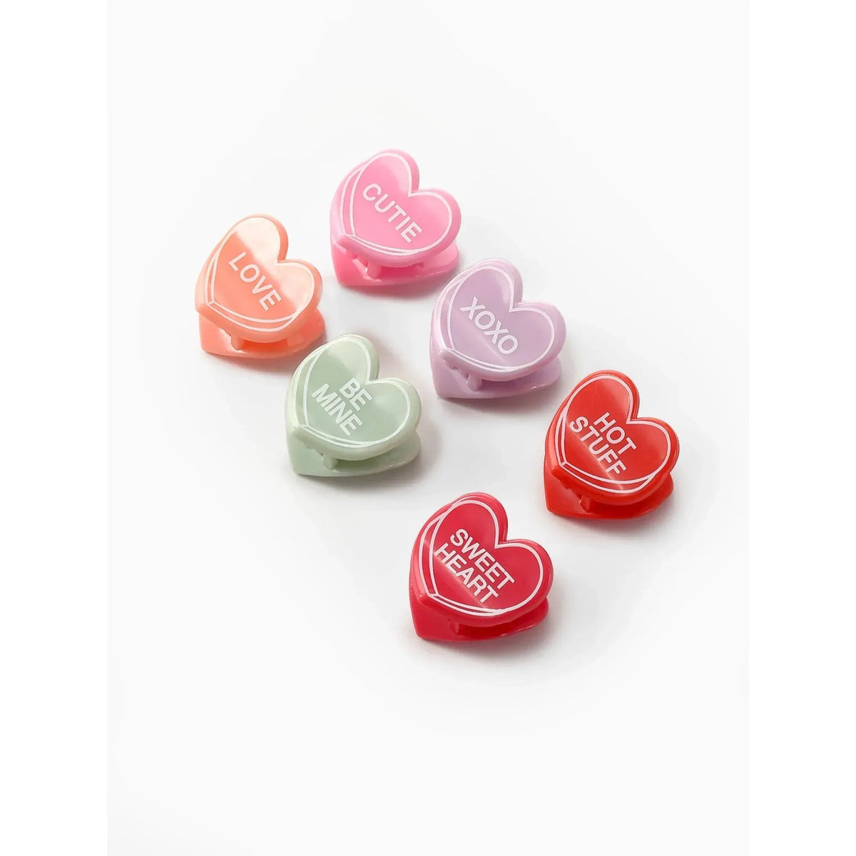 Way to Celebrate Valentine's Day Hear Charm Hair Clips, 6 Pieces