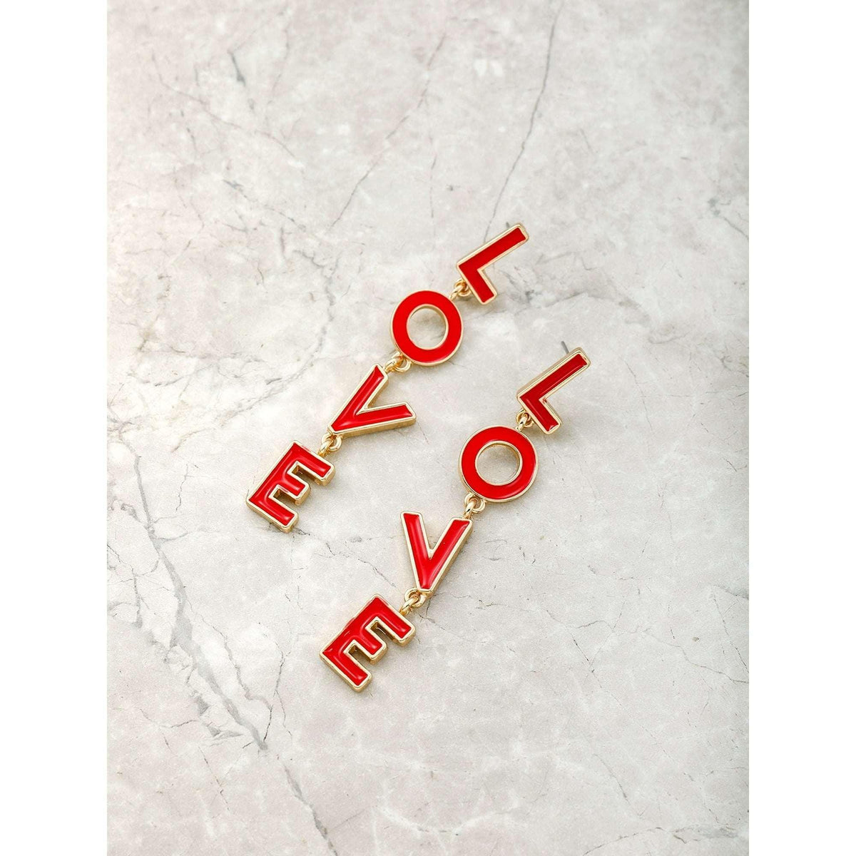 Way to Celebrate Valentine's Day Love Linear Earrings,1 Pair