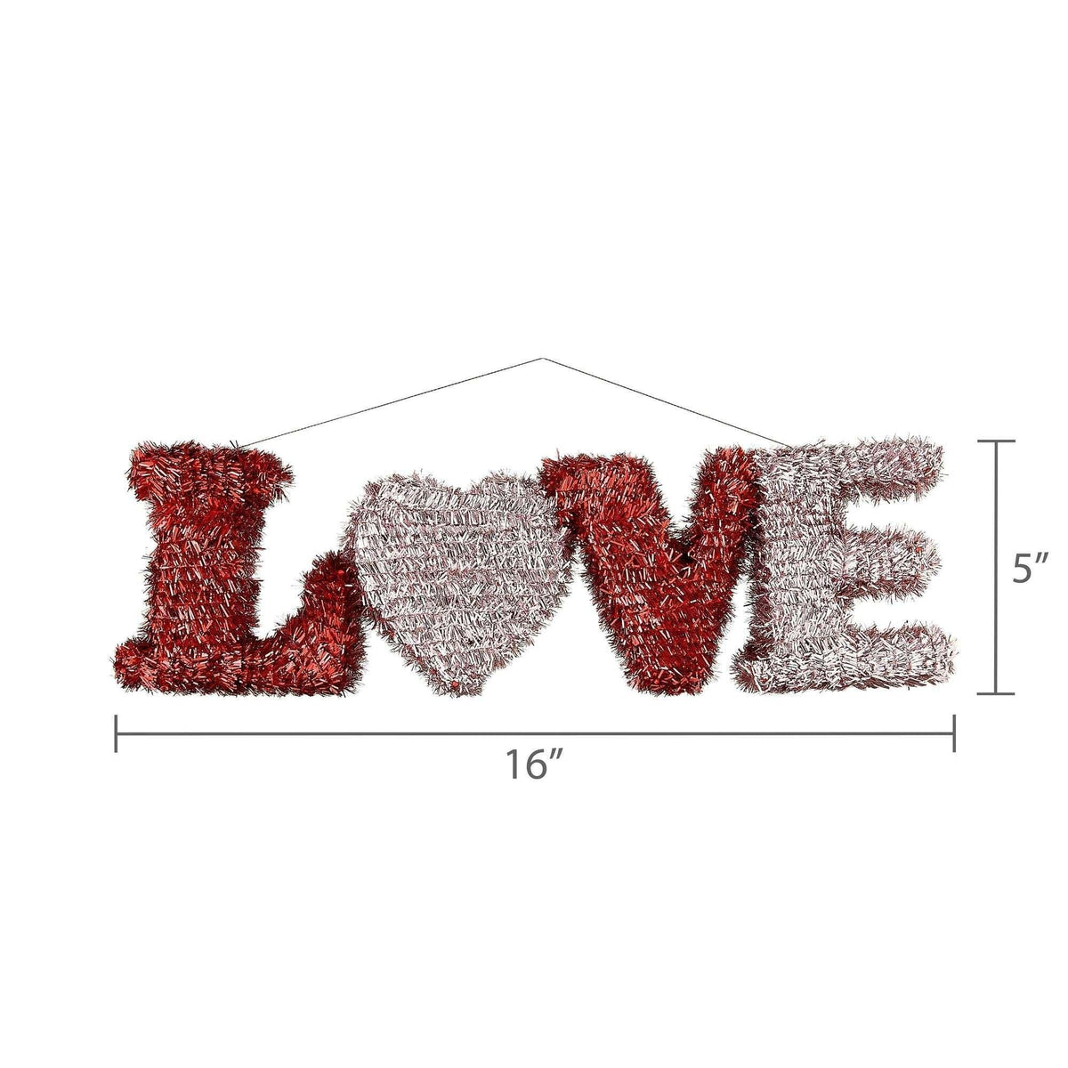Love Tinsel Hanging Decoration, Red and Pink, 16" x 4", Valentine's Day by Way To Celebrate