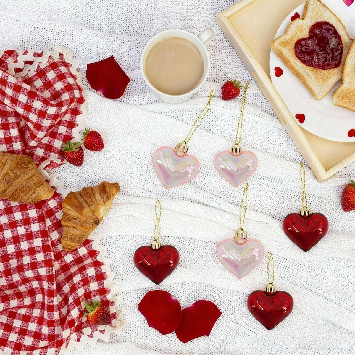 Heart Ornament Decorations, Red and Iridescent, 12 Count, Valentine's Day by Way To Celebrate