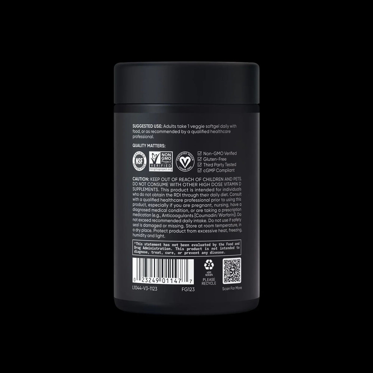 Vitamin D3 + K2, 125 MCG (5000 IU) D3 / 100 MCG K2 / 30 Plantgel™ Capsules