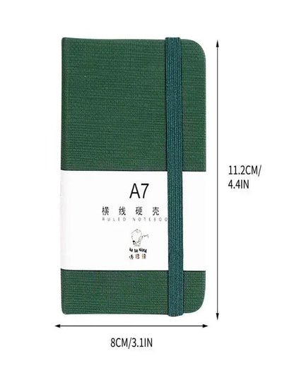 Mouliraty A7 Pocket Notebook for Office and Study, Easy to Carry, Hard Cover, Thick Paper, Green