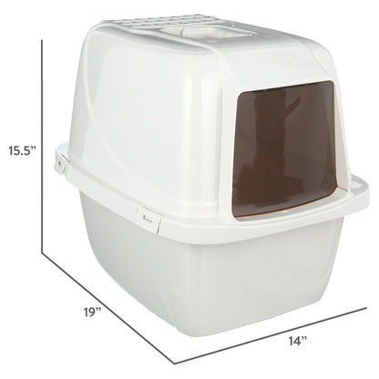 Van Ness Pets Odor Control Large Enclosed Cat Litter Box, Hooded, Pearl