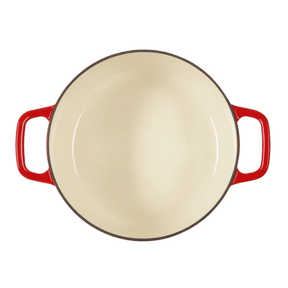 Carote 4.5QT Enamel Cast Iron Dutch Oven, 9.5 Inch Round Soup Pot with Lid, Induction Compatible,Red