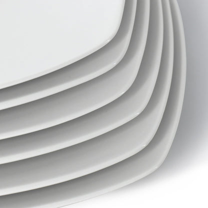 Elama Professional Kitchen 12 Piece Porcelain Square Dinner Plate Set in White
