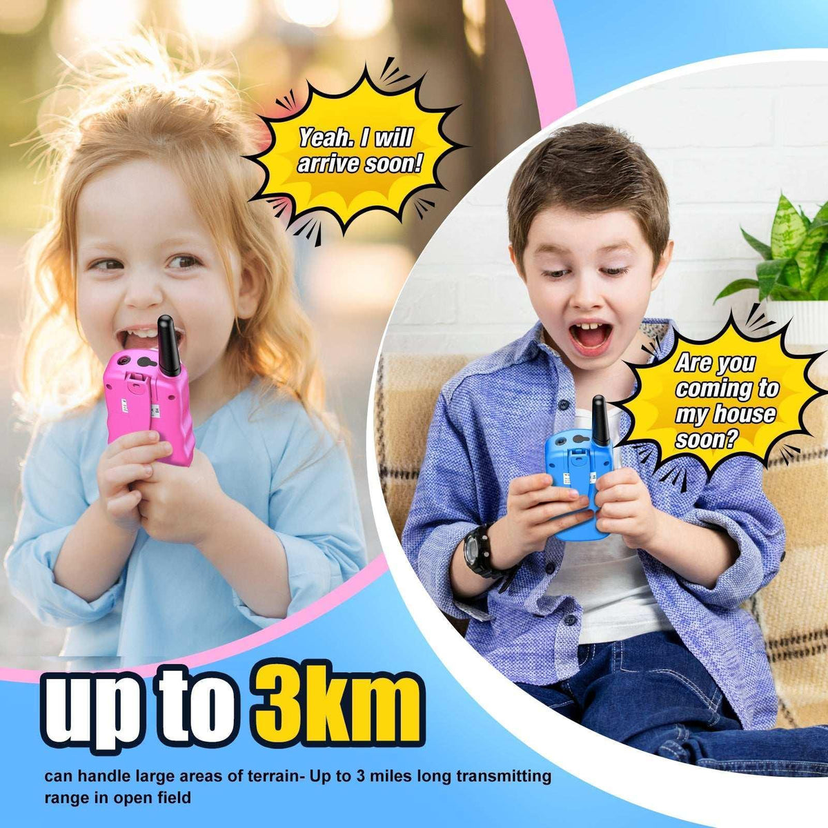 Kids Walkie Talkies 3 Packs, 2 Way Radio, 3 KM Long Range, Clear Sound 22 Channels Indoor Outdoor Toy for Boys Girls 3-12 Years Old Kids Gifts