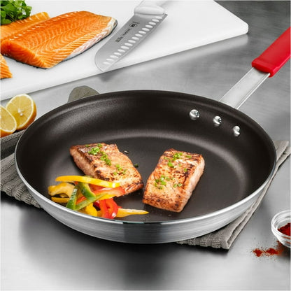 Tramontina Professional 8-Inch Non Stick Small Frying Pan, Heavy-Gauge Aluminum Skillet with Reinforced Nonstick Coating, Red Handle, Dishwasher and Oven Safe