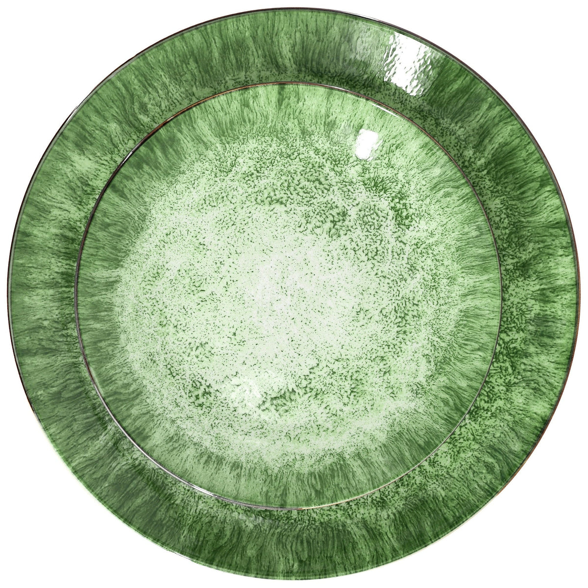 Elama Oceanus 16 Piece Porcelain Double Bowl Dinnerware Set in Green, Tableware Setting Service for 4