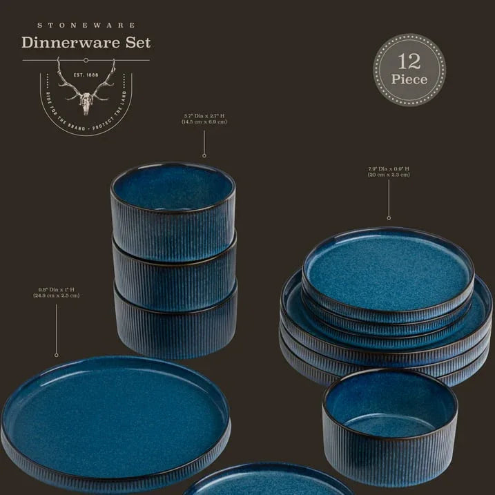 Yellowstone John 12-Piece Ceramic Dinnerware Set