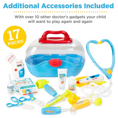 Best Choice Products Play Doctor Kit for Kids, Pretend Medical Station Set with Carrying Case, Mobile Cart