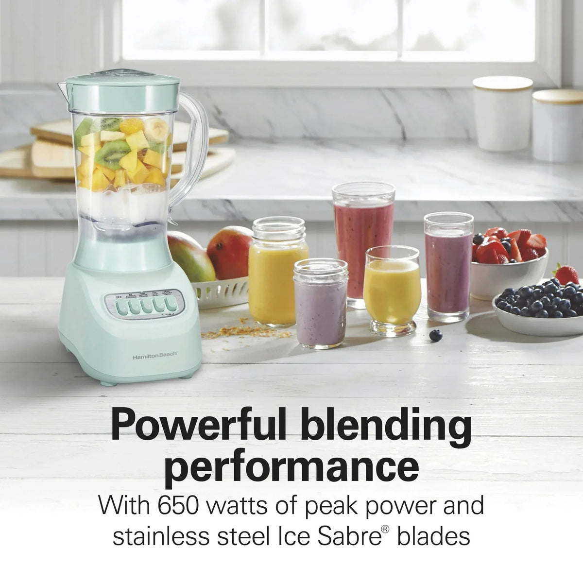 Hamilton Beach Smoothie Blender for Kitchen, 48 oz Jar, Great for Smoothies, Shakes and More, Mint