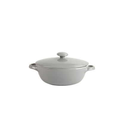 10 Strawberry Street Sienna Covered Casserole 10" and 7" Stoneware Bakeware Set of 2, Gray