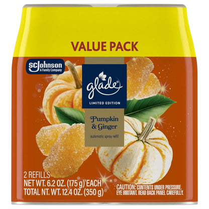 Glade® Automatic Spray Air Freshener Refill, Christmas Holiday Pumpkin & Ginger, 6.2oz., 2 Count