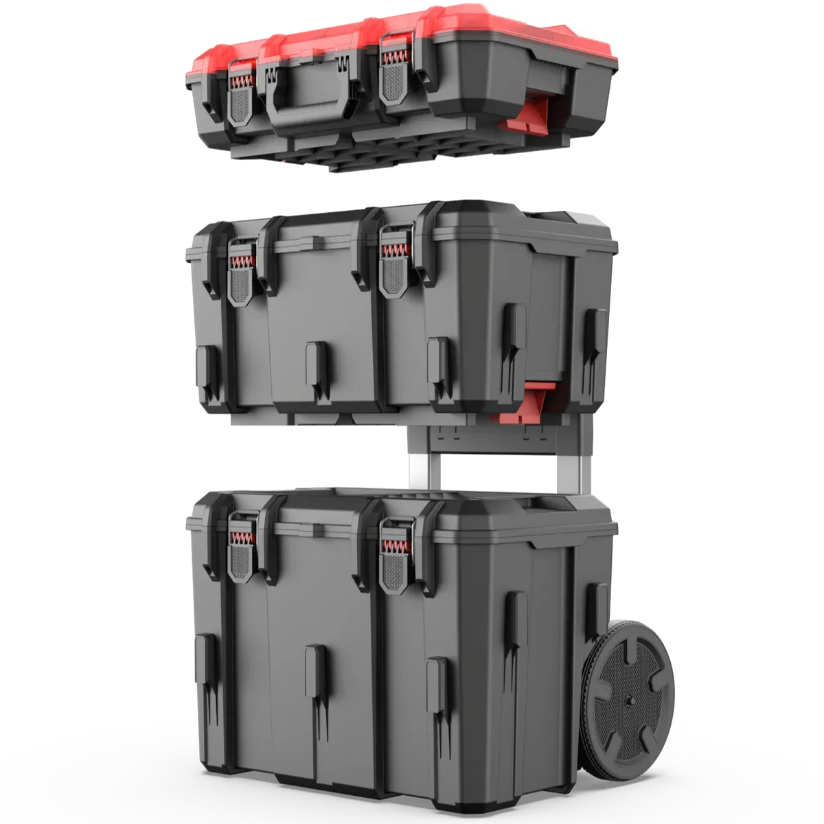 Hyper Tough Hyper Stack Heavy Duty 3 Piece Modular Rolling Toolbox System, Black