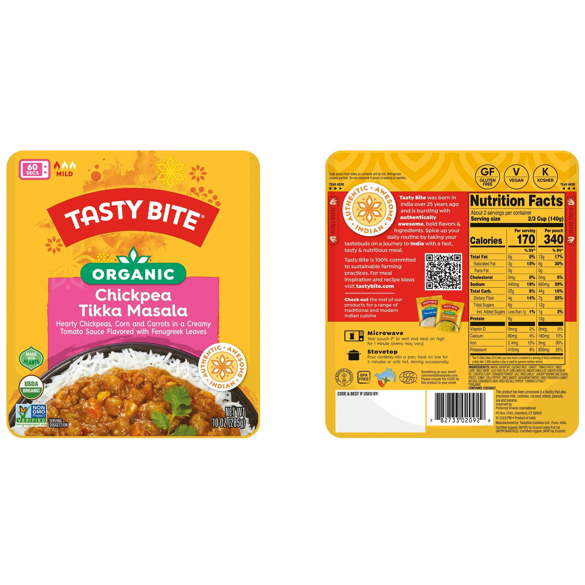 Tasty Bite Organic Chickpea Tikka Masala 10oz - Rich chickpea tikka masala