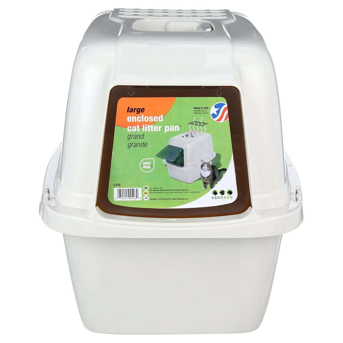 Van Ness Pets Odor Control Large Enclosed Cat Litter Box, Hooded, Pearl