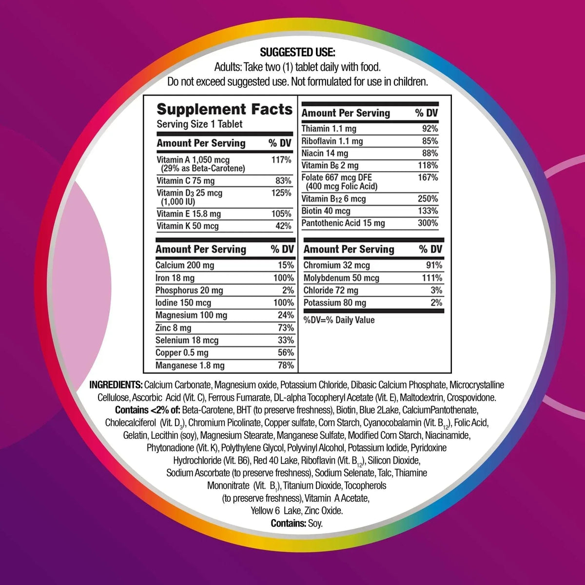 Centrum Women Multivitamin With Vitamins A, B, C, D3 & E With Iron, 100 Count