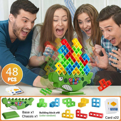 PBALPADL Dinosaur Balance Stacking Blocks by Lktvy. 48PCS Educational STEM Toy for Kids Ages 3+, Safe ABS Construction, Fun Family Game for Focus & Fine Motor Skills